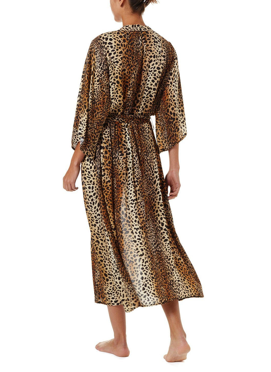 Jules Cheetah Long Sleeve Belted Maxi Kaftan