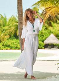kari white laceup embroidered maxi dress lifestyle 2019