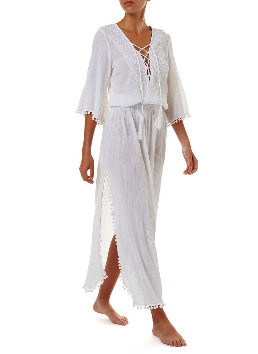 karri white laceup embroidered maxi dress 2019 F