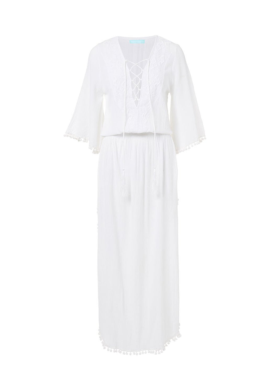 karri white laceup embroidered maxi dress 2019