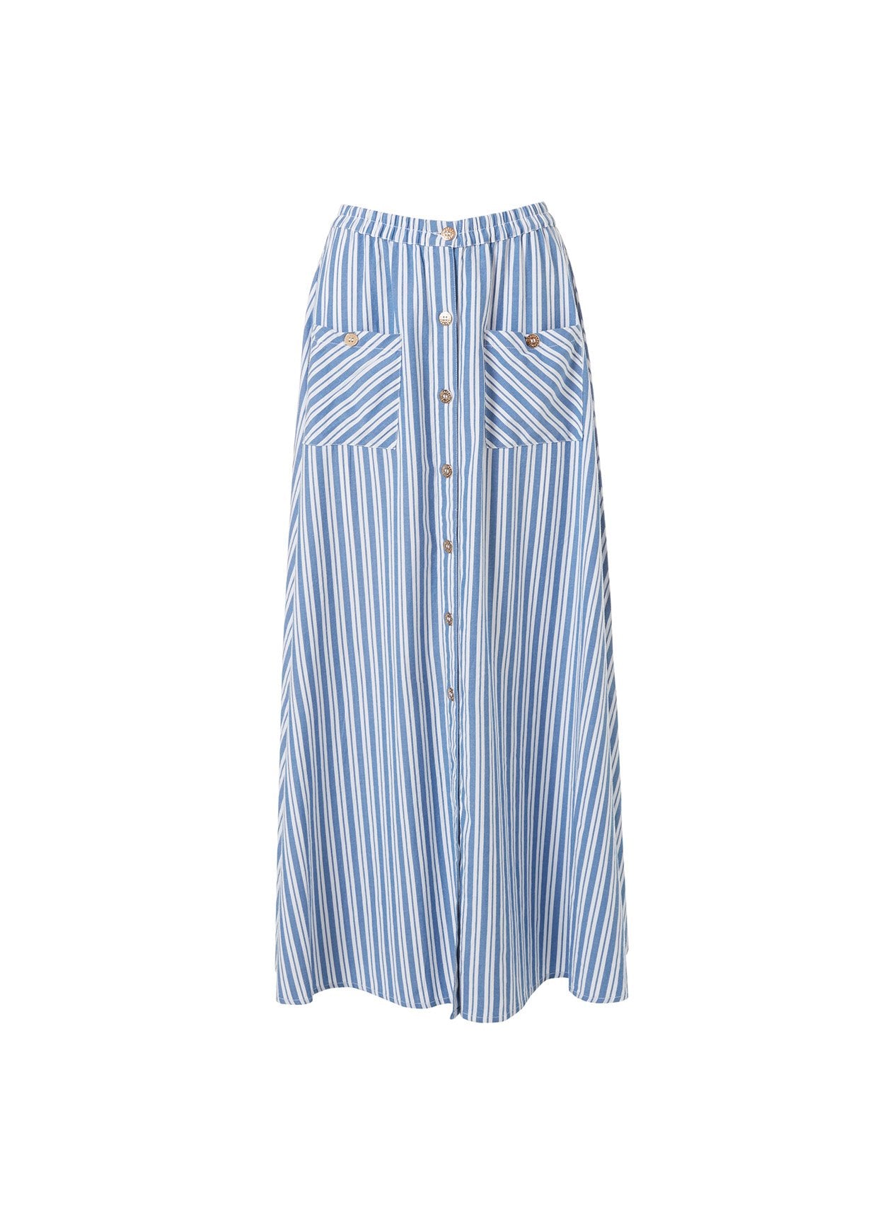 Kelly Blue Stripe Button Down Maxi Skirt 2020