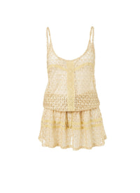 khloe gold crochet overtheshoulder short beach dress 2019