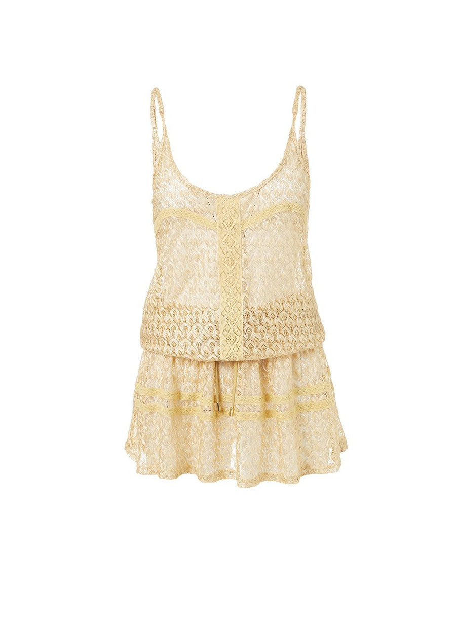 khloe gold crochet overtheshoulder short beach dress 2019