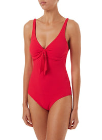 lisbon red pique overtheshoulder knot supportive onepiece swimsuit 2019 F