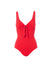 lisbon red pique overtheshoulder knot supportive onepiece swimsuit 2019