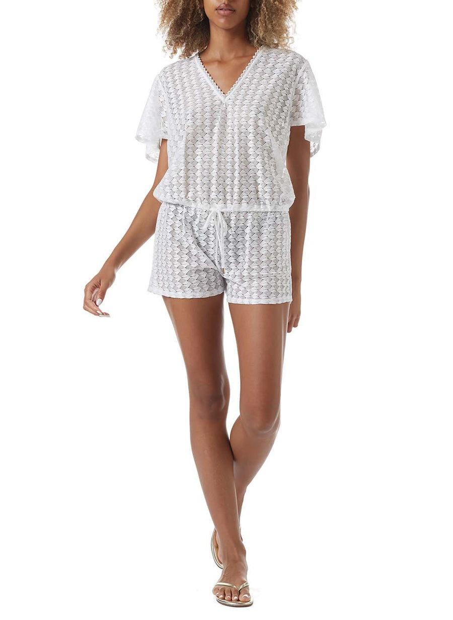lola white knit v neck playsuit model_F