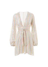 Look 1 Blouson Sleeve Mini Dress Multi Stripe