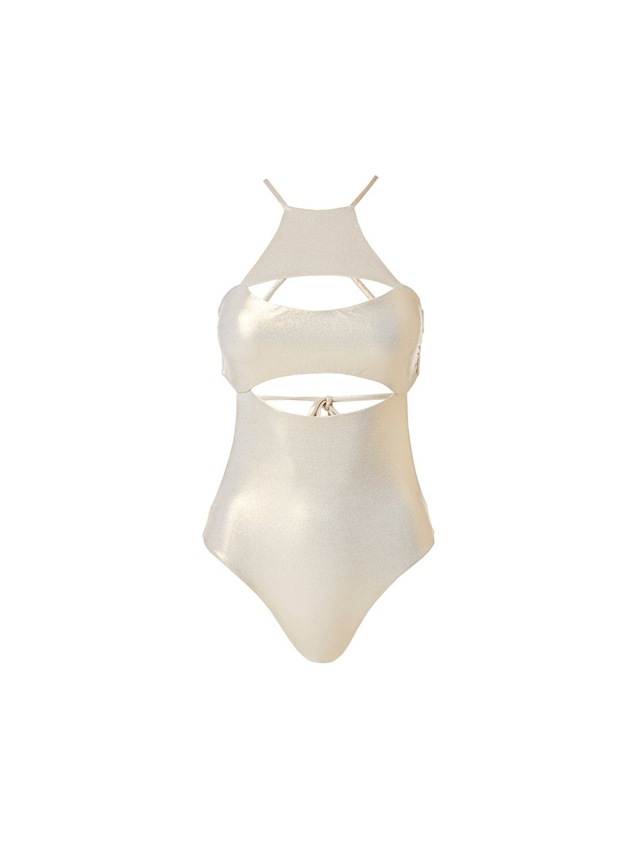 Look 23 Tie Back Cut Out Onepiece Gold