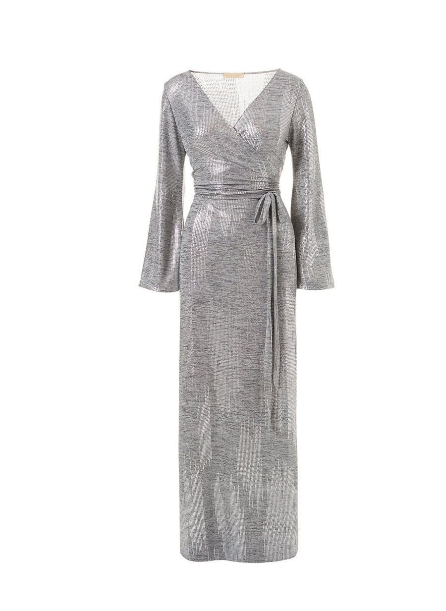 Look 3 Wrap Maxi Dress Silver