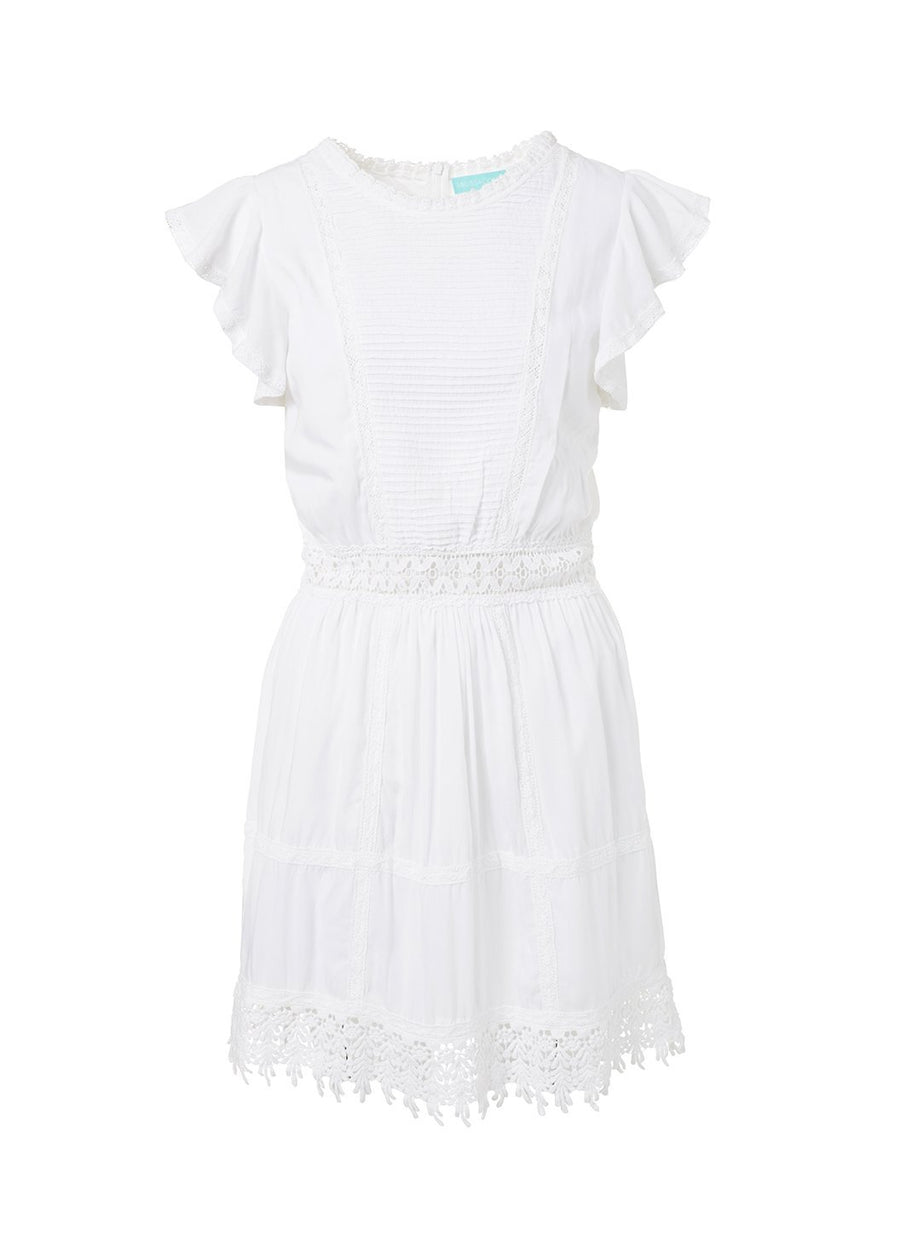 loretta white highneck short tea dress 2019