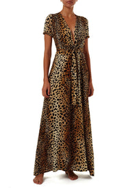 lou cheetah vneck belted maxi dress 2019 F