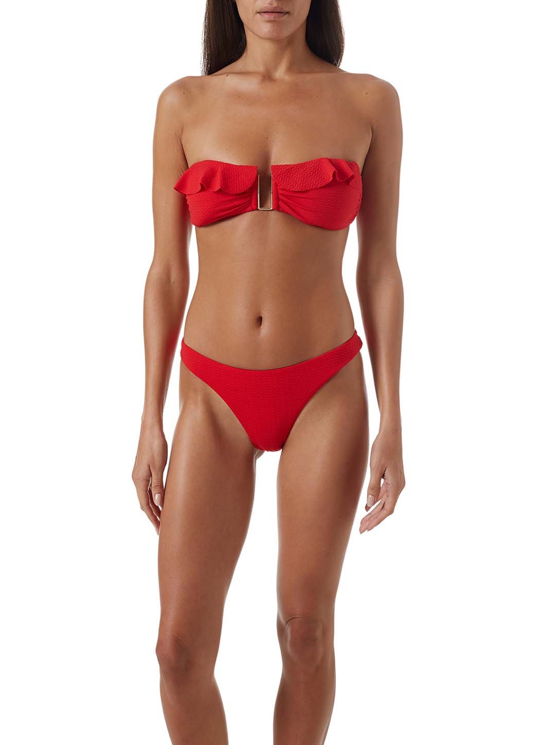 maine red mazy frill u trim bandeau bikini model_P