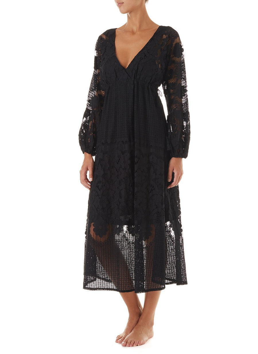 melissa black lace tieside midi dress 2019 F_2