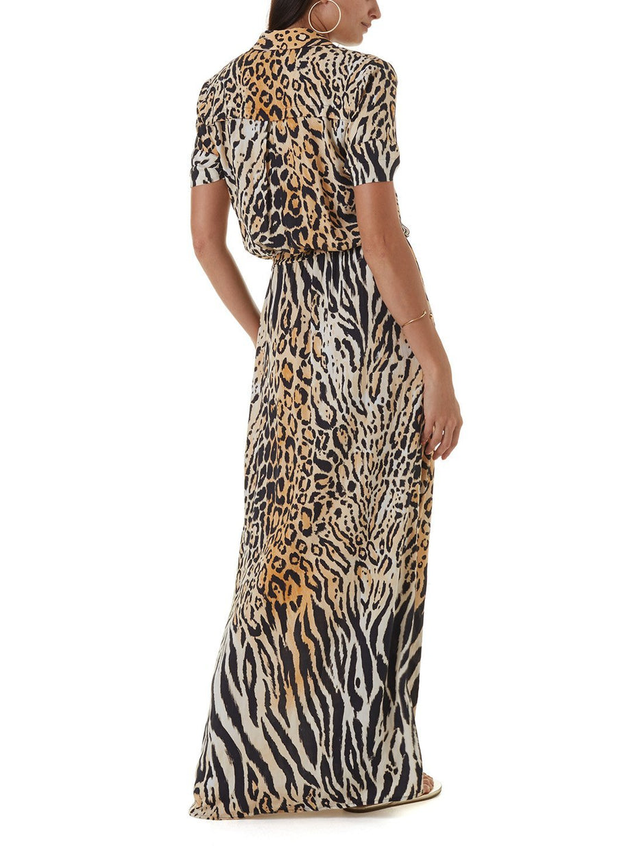 naomi cheetah long shirt dress 