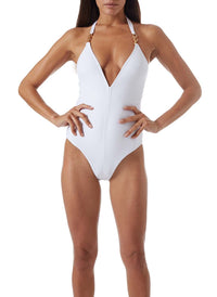 naples white mazy link trim halterneck swimsuit model_P