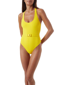 nevis yellow eco belted racerback swimsuit model_P