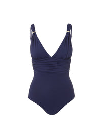 panarea navy classic overtheshoulder ruched onepiece swimsuit 2019