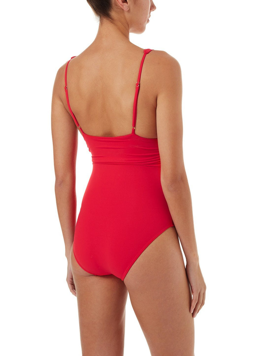panarea red classic overtheshoulder ruched onepiece swimsuit 2019 B