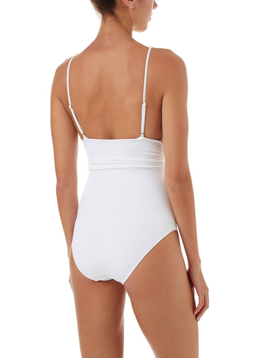 panarea white classic overtheshoulder ruched onepiece swimsuit 2019 B