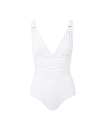 panarea white classic overtheshoulder ruched onepiece swimsuit 2019
