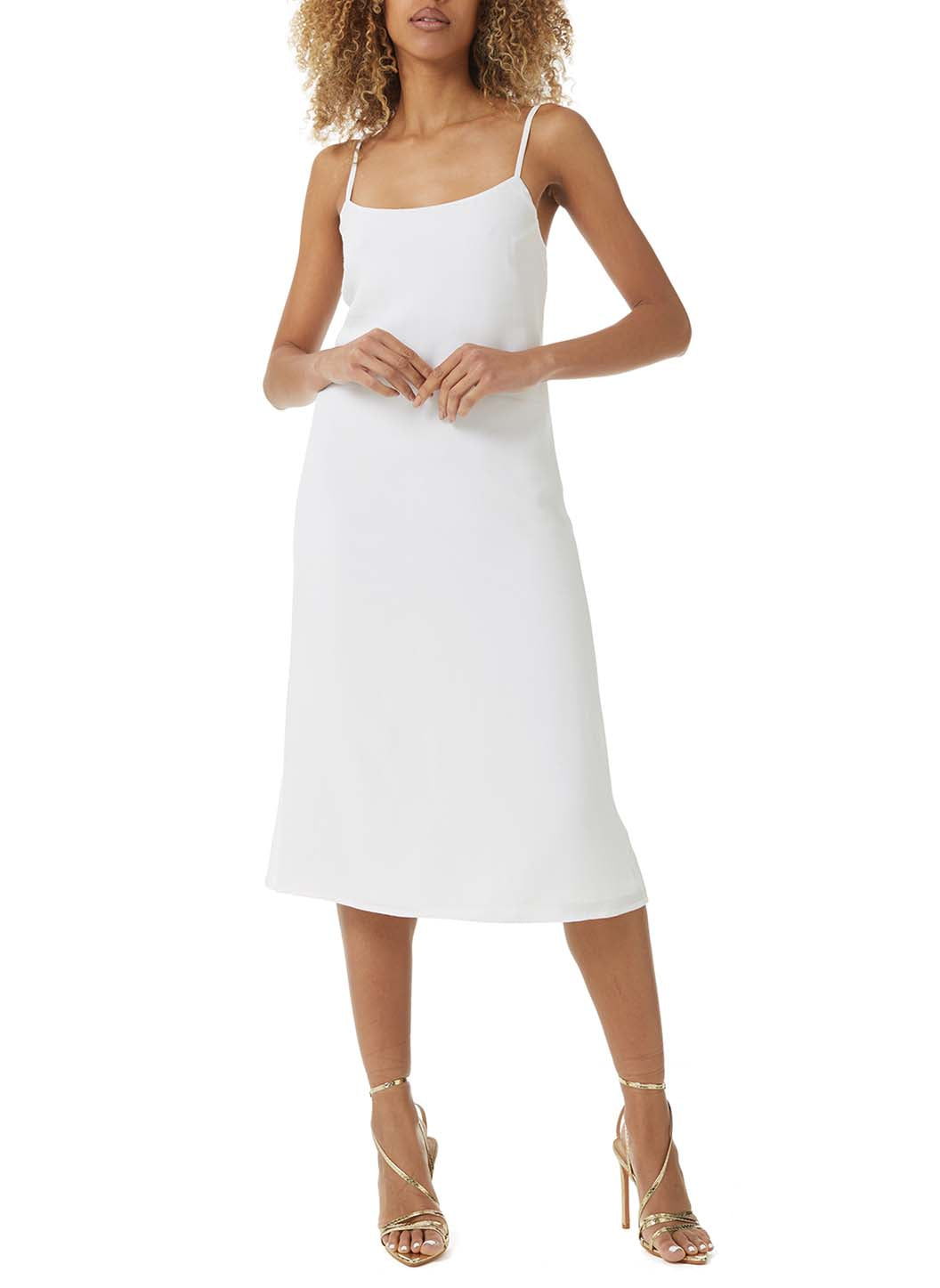 Primrose White Crepe Dress Posed