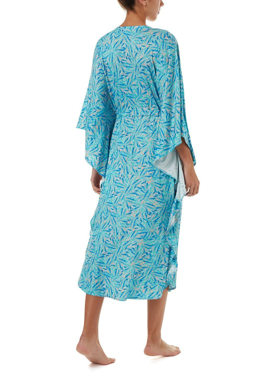 robin blue leaf vneck midi kaftan 2019 B