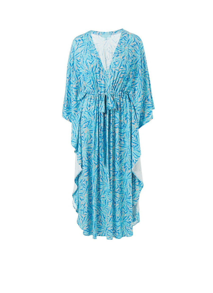 robin blue leaf vneck midi kaftan 2019