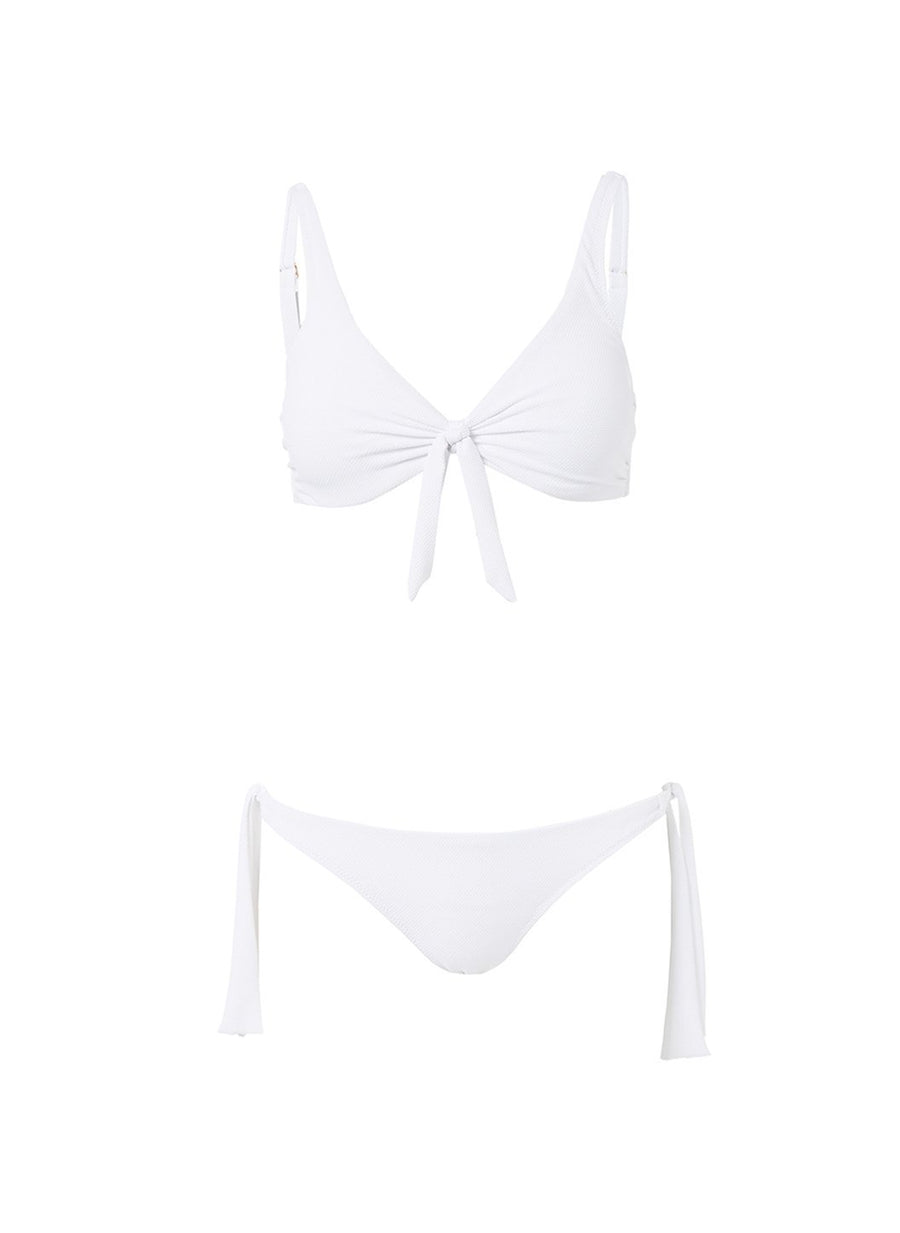 sanjuan white pique overtheshoulder knot supportive bikini 2019
