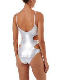 santorini silver overtheshoulder cutout onepiece swimsuit 2019 B