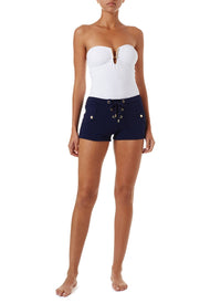 sophia navy pique laceup eyelet shorts 2019 F