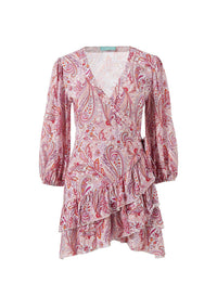 tabitha pink floral wrap short dress