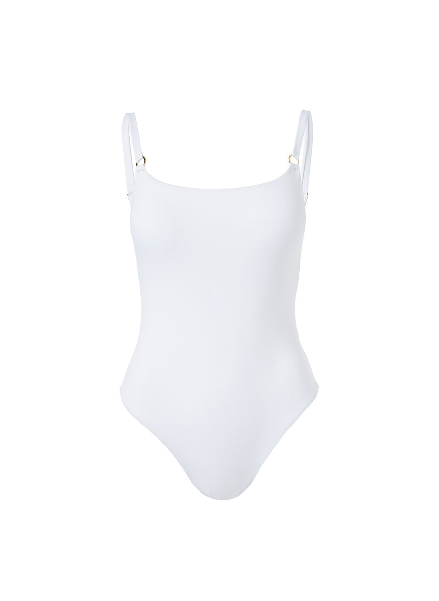 tosca white ring trim over the shoulder swimsuit Cutout