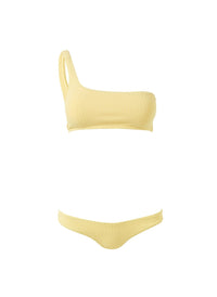 toulouse yellow ribbed one shoulder bikini Cutout
