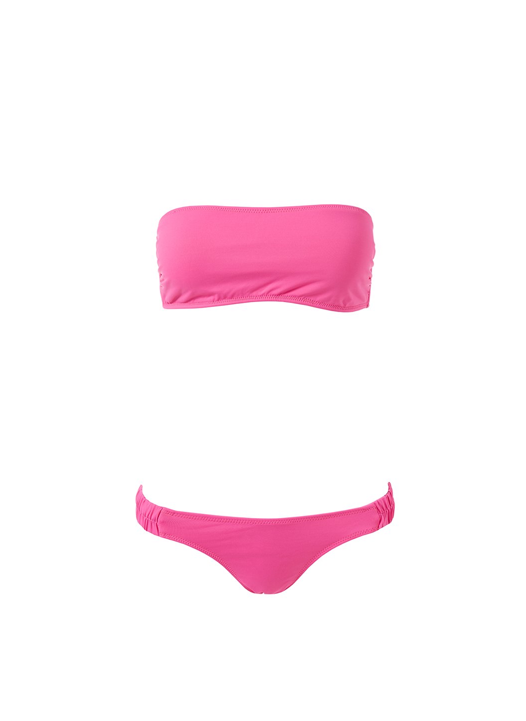 trieste hot pink ruched bandeau bikini Cutout