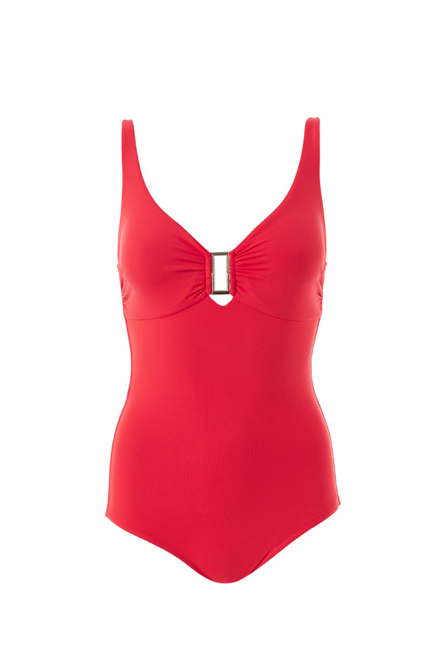 Tuscany Red Over The Shoulder Swimsuit