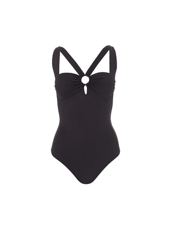 Valencia Black Ring Detail Over The Shoulder Swimsuit