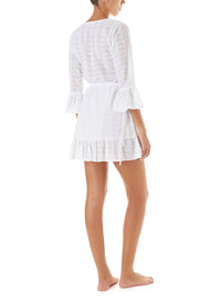 vogue white short belted wrap dress 2019 B
