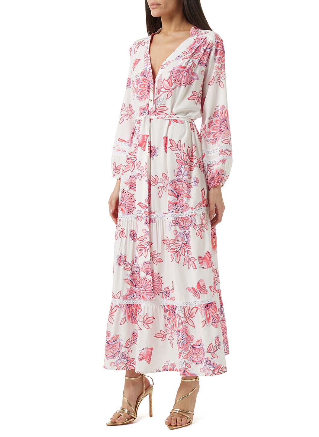 wisteria butterfly print maxi dress front