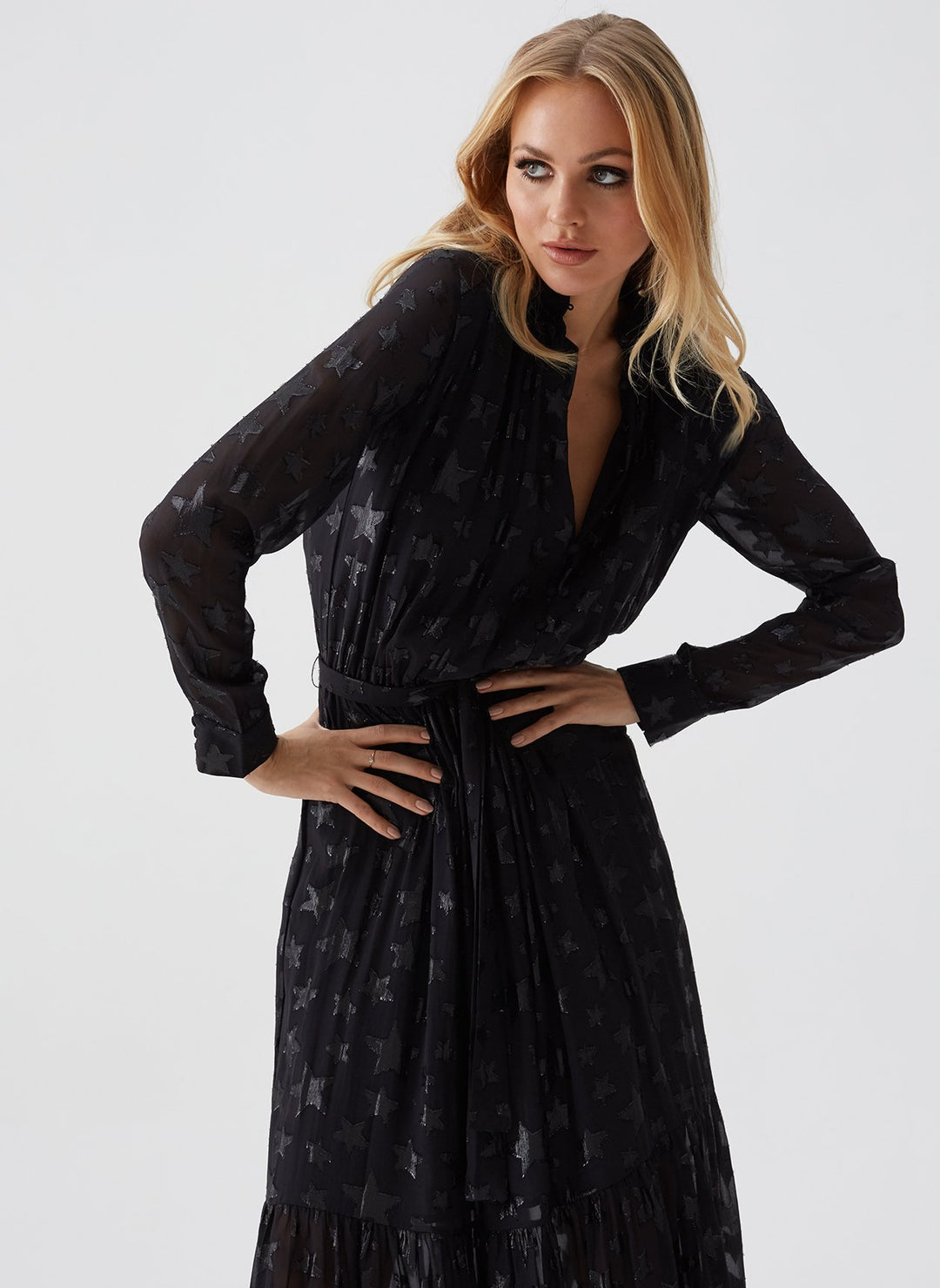 Zoe Stars Sheer Shirt Maxi Dress