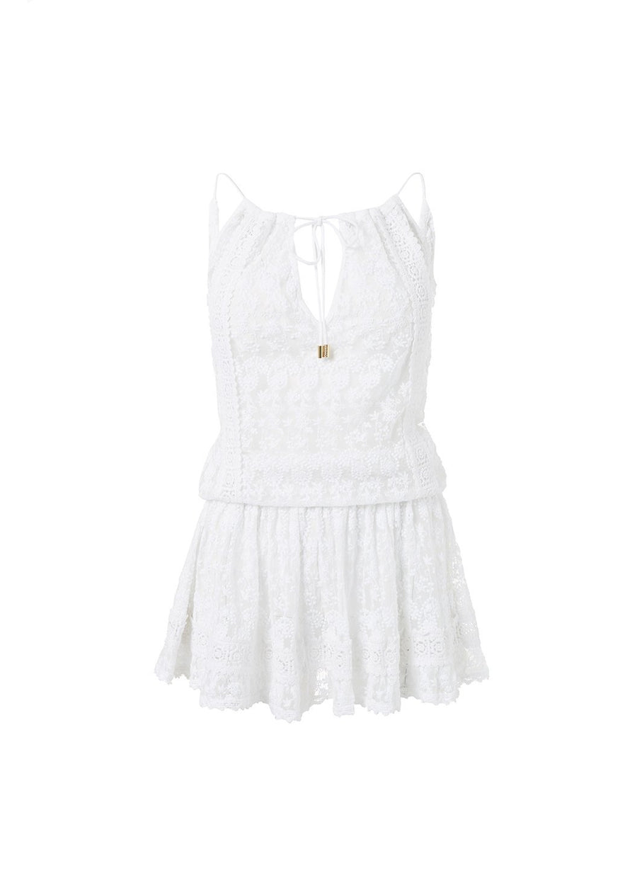 zoe white embroidered openback short beach dress 2019